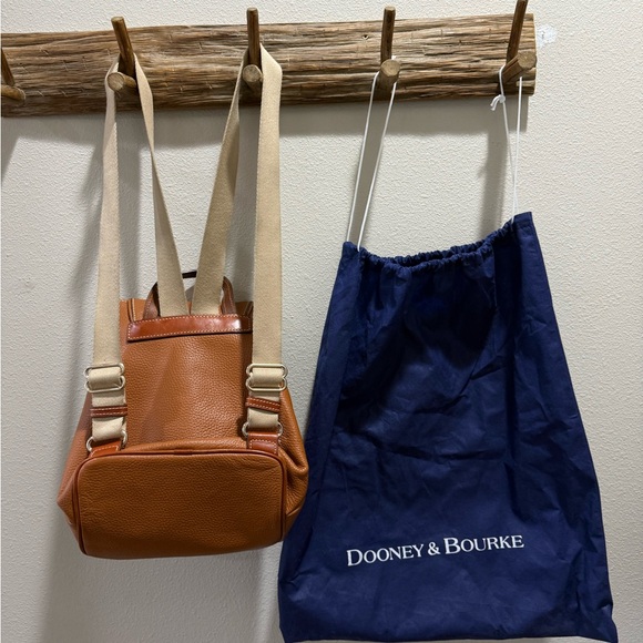 Dooney & Bourke Brown Leather Backpack with Tassels - Picture 2 of 5